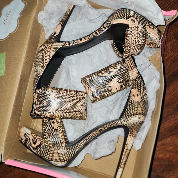 Charlotte Russe NIB Open Toe Ankle Strap Faux Snakeskin Cadence Stilettos, 10 - Picture 10 of 11